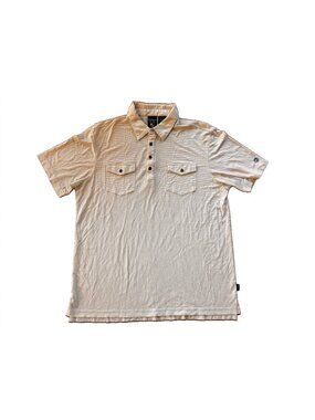 Kuhl Polo Shirt Mens L Cream Textured ProModal Stretch Dual Flap Pocket Hiking